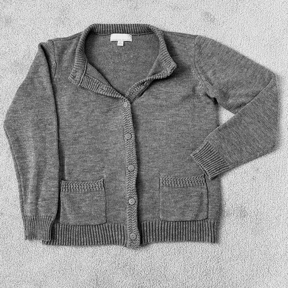 Carolyn Taylor Sweaters - Carolyn Taylor Heather Gray Women's Acrylic Button-Up Cardigan W/ Pockets Medium